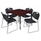 Regency Tables > Height Adjustable > Square Table & Chair Sets, 30 W, 30 L, 23-37 H, Mahogany TB4242MHAPBK44BK - alternate 1
